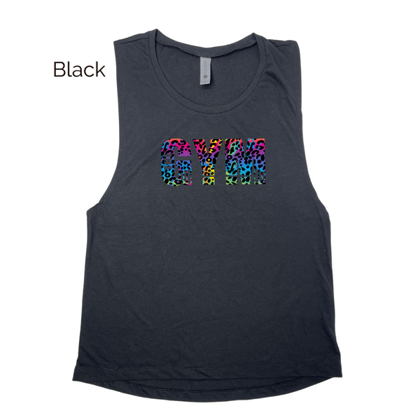 The gym rainbow leopard tank - Liberte Lifestyles fitness tanks