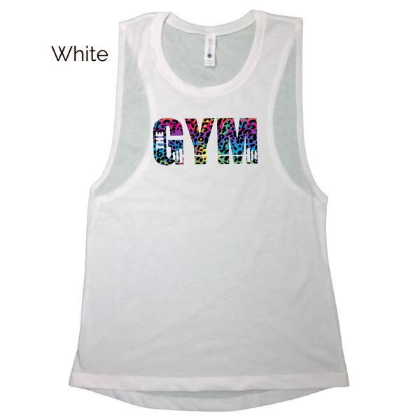 The gym rainbow leopard tank - Liberte Lifestyles fitness tanks