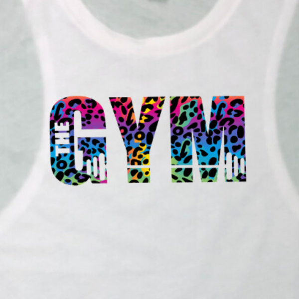 The Gyn Rainbow Leopard High neck rocker tank - Liberte Lifestyles fitness apparel