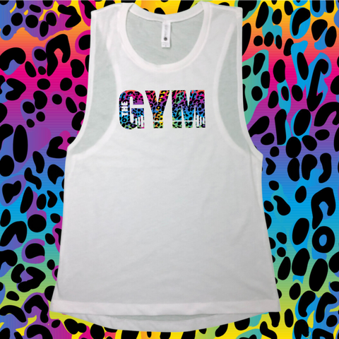 The Gym Rainbow Leopard MUSCLE TANK - Liberte Lifestyles Fitness Tees