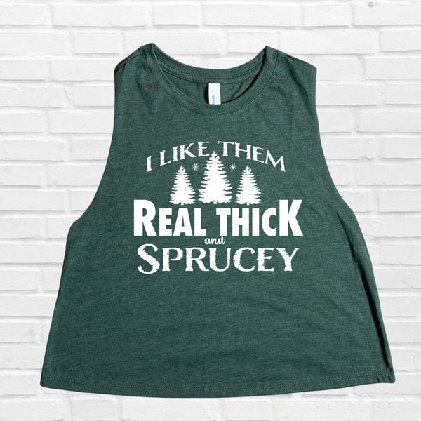 Thick and Sprucey Crop Tank  - Heather Forest - FINAL SALE