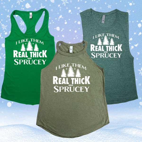 I like them real thick and sprucey tank - Liberte Lifestyles Christmas workout tanks