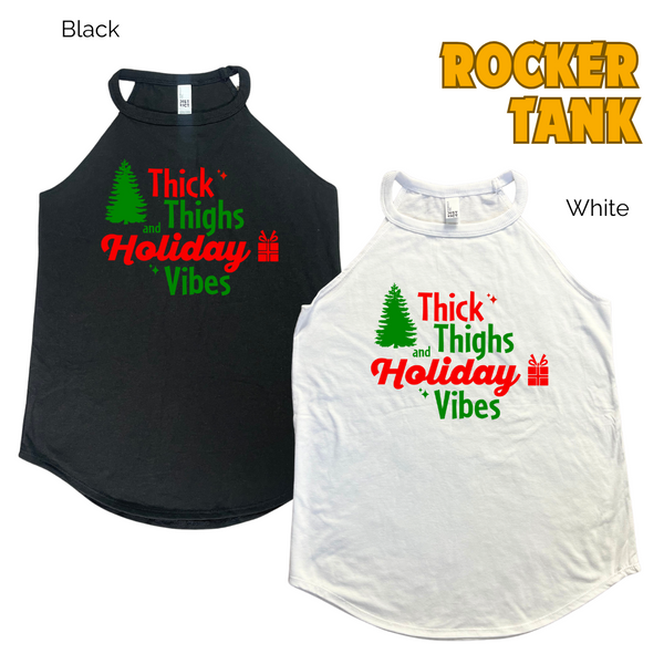 Thick thighs and holiday vibes tank - Liberte Lifestyles Christmas Workout Tank