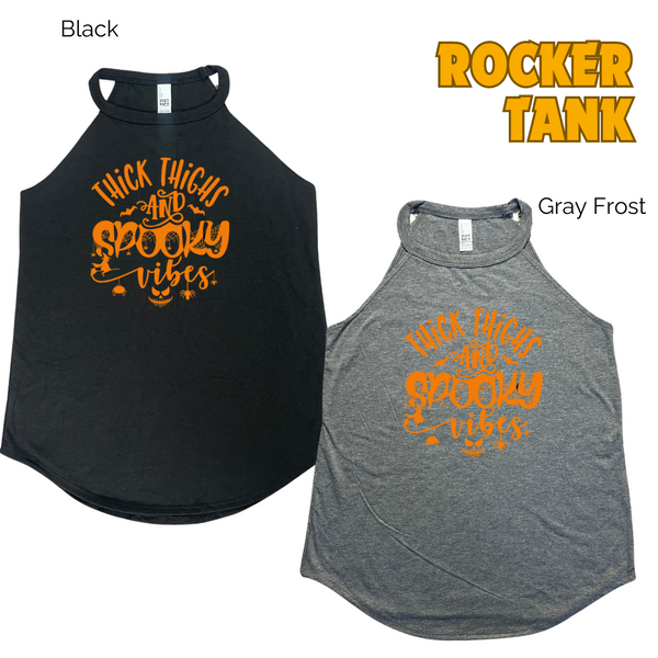 Thick thighs spooky vibes tank - Liberte Lifestyles Halloween fitness tanks