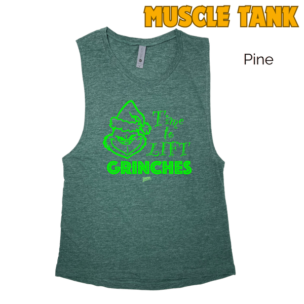 Time to Lift Christmas Muscle Tank - Pine - FINAL SALE - S ONLY
