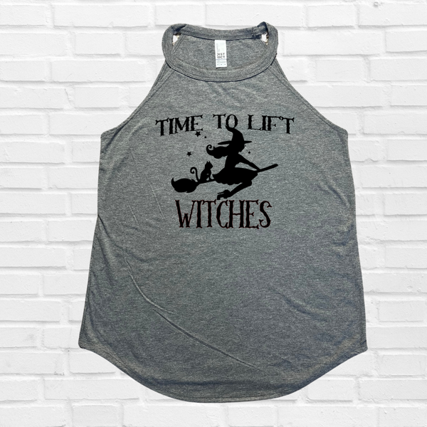 Time to Lift Witches Rocker Tank - Gray Frost - FINAL SALE