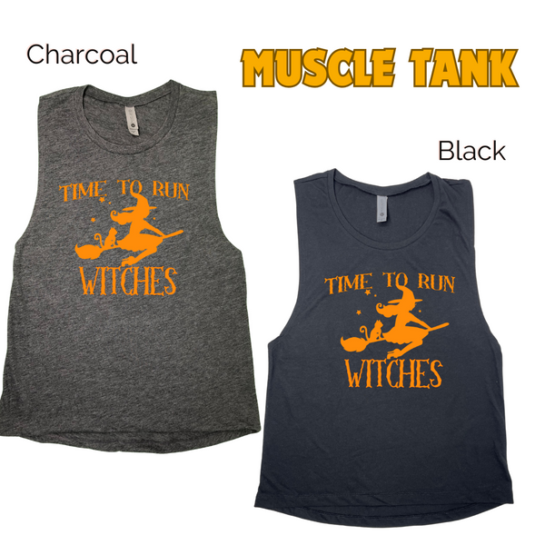 Time to run witches tank - halloween running tank top