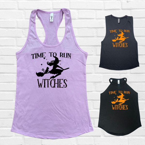 Time to run witches tank - halloween running tank top