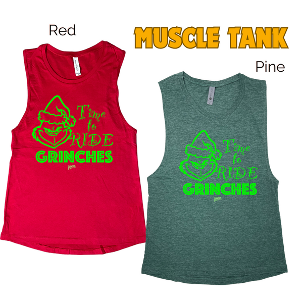 Time to ride grinches tank - christmas peloton tank - christmas cycle top - Liberte Lifestyles Fitness tanks