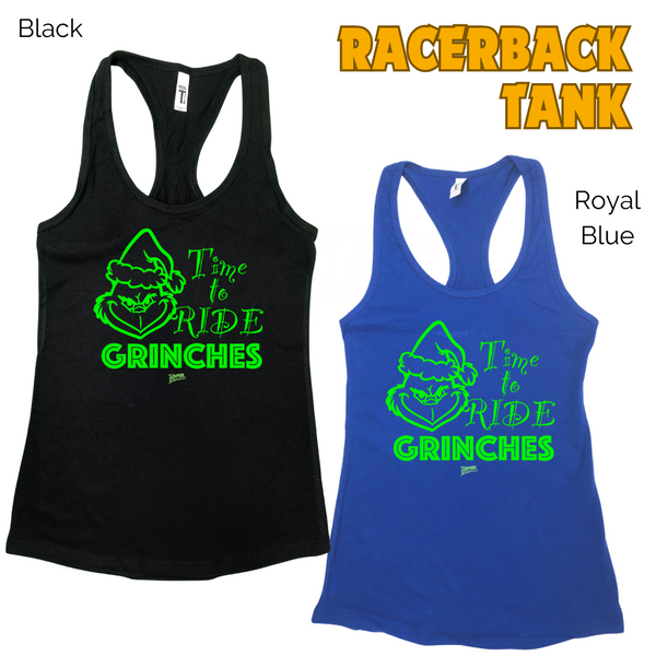 Time to ride grinches tank - christmas peloton tank - christmas cycle top - Liberte Lifestyles Fitness tanks