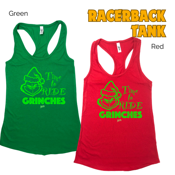 Time to ride grinches tank - christmas peloton tank - christmas cycle top - Liberte Lifestyles Fitness tanks