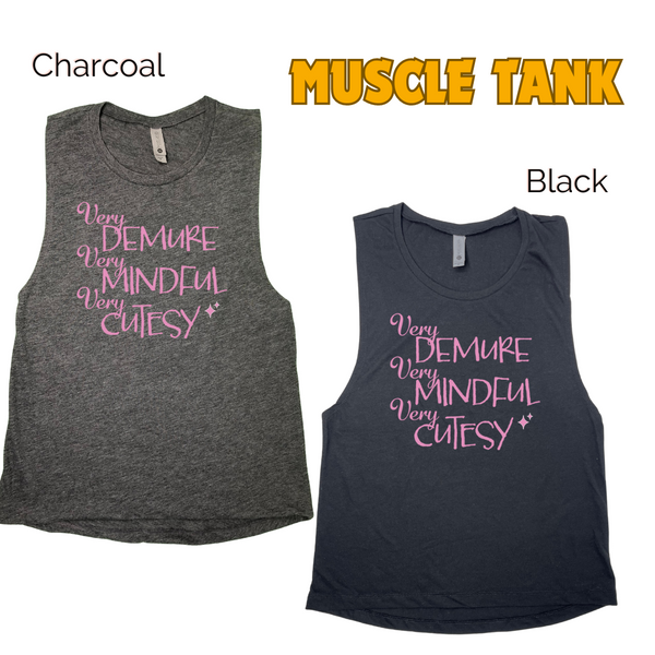 Very demure very mindful very cutesy gym tank - Liberte Lifestyles fitness tees