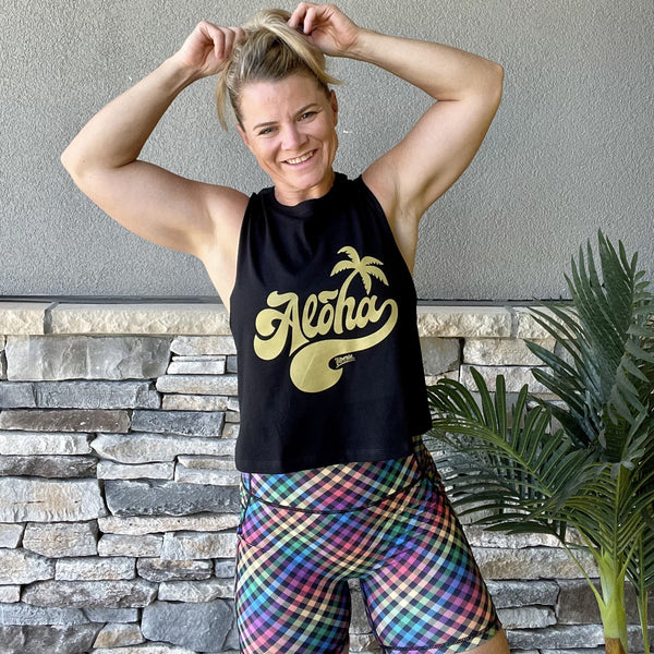 Liberte Lifestyles Fitness and Gym Apparel - crossfit shorts and tanks - Aloha Crop Tank
