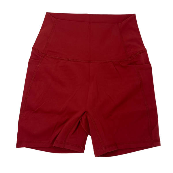 Libertelifestyles dark red 5" shorts with pockets - gym shorts for crossfit weightlifting biking
