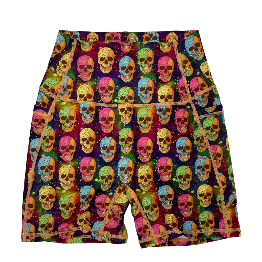 Liberte Lifestyles Fitness Gym Apparel & accessories - halloween workout shorts - frosted donut galaxy skulls