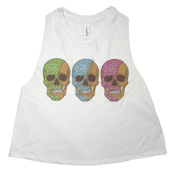 Liberte Lifestyles Frosted Skulls Crop Tank - gym fitness apparel and accessories fro crosffit gym weightlifting