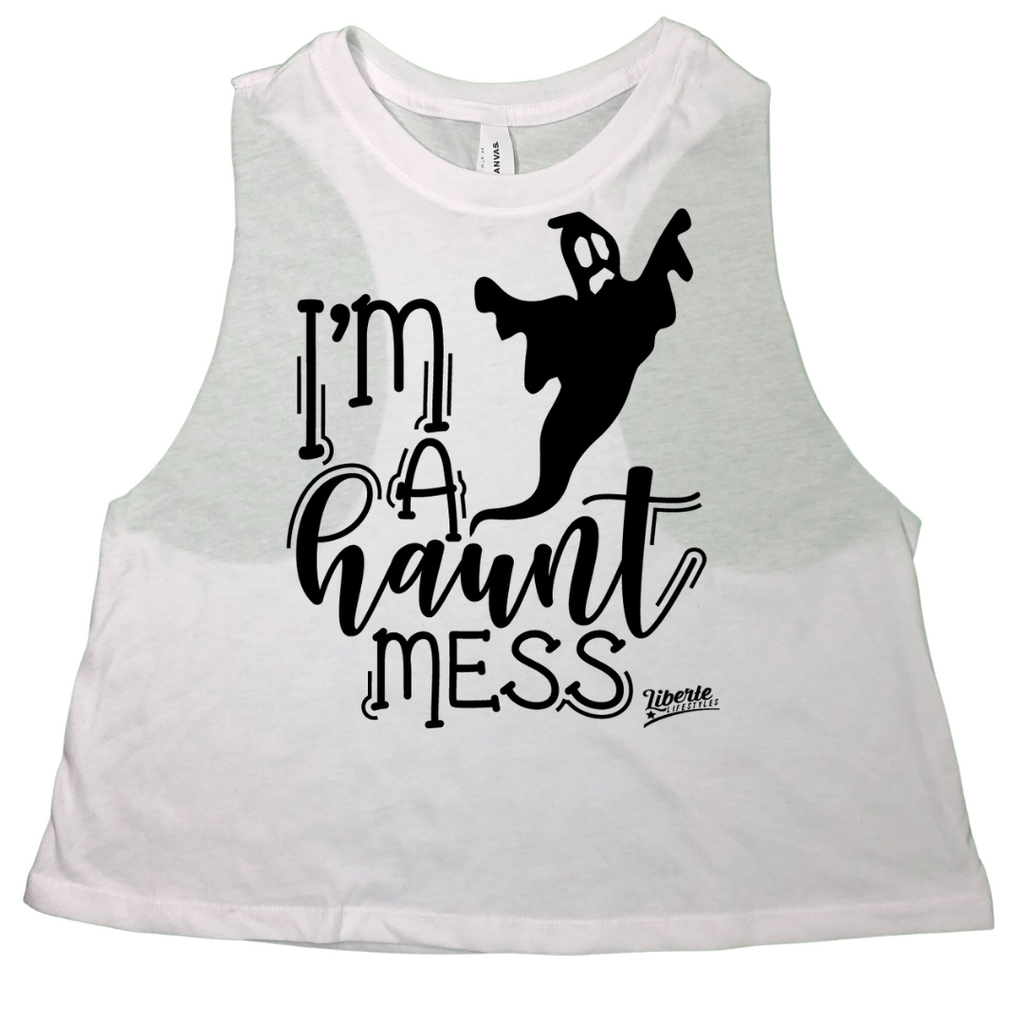 Liberte Lifestyles Halloween Crop Tank I'm a Haunt Mess CrossFit Gym Apparel And Accessories