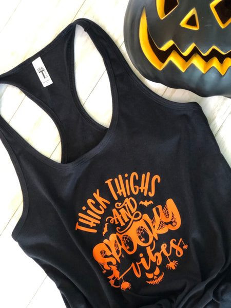Thick Thighs Save Lives Spooky Vibes Halloween Tank Liberte Lfiestyles