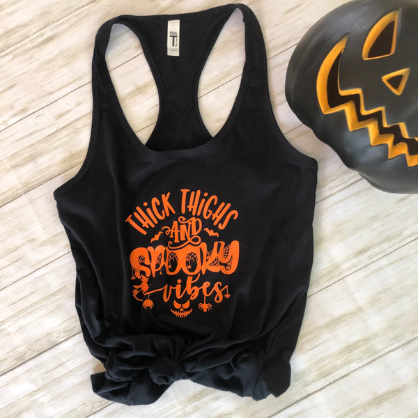 Thick Thighs Save Lives Spooky Vibes Halloween Tank Liberte Lfiestyles