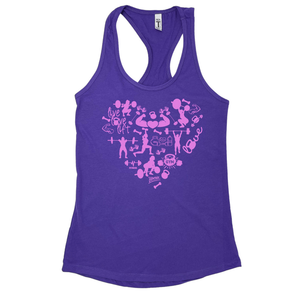 Liberte Lifestyles Gym Fitness Tanks - valentines Day Love my workout Lifting Tank top heart 