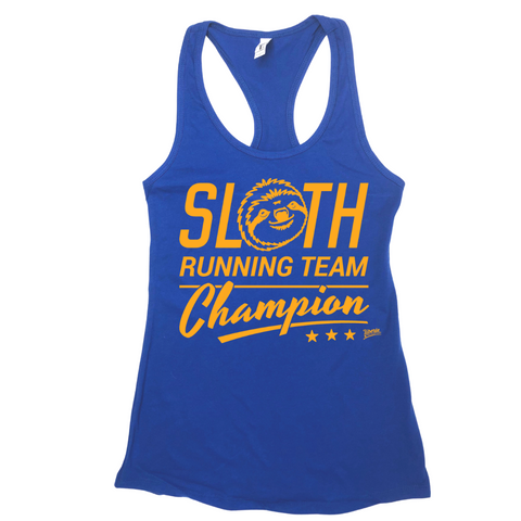 Liberte Lifestyles Gym Running Fitness Apparel and Accessories - Sloth running team champion racerback tank