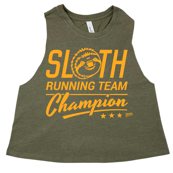 Liberte Lifestyles Gym Fitness Apparel & Accessoires - sloth running team champion crop tank 