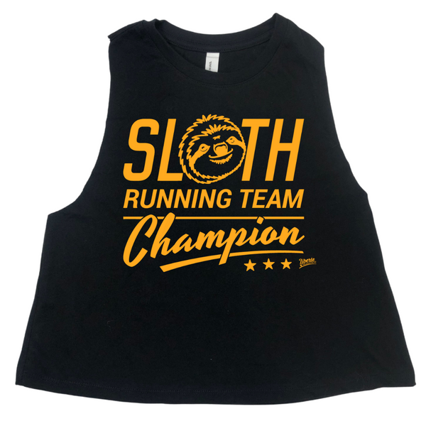 Liberte Lifestyles Gym Fitness Apparel & Accessoires - sloth running team champion crop tank 