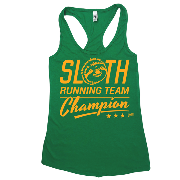 Liberte Lifestyles Gym Running Fitness Apparel and Accessories - Sloth running team champion racerback tank