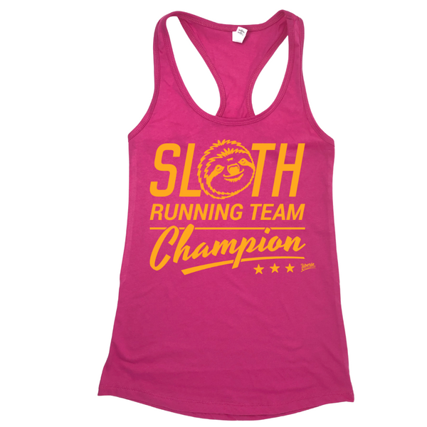 Liberte Lifestyles Gym Running Fitness Apparel and Accessories - Sloth running team champion racerback tank