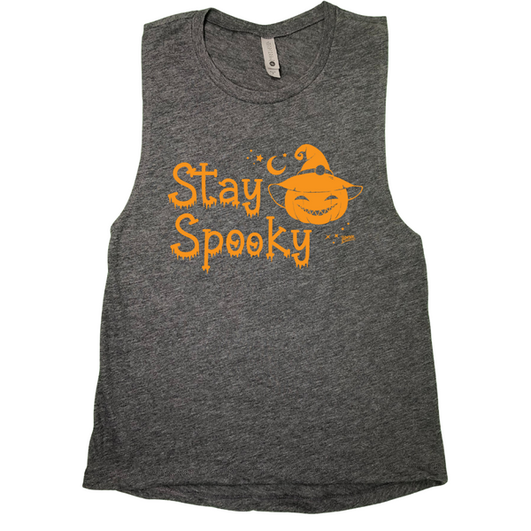 Liberte Lifestyles Stay Spooky Halloween wod muscle tank - gym fitness apparel and accessories 