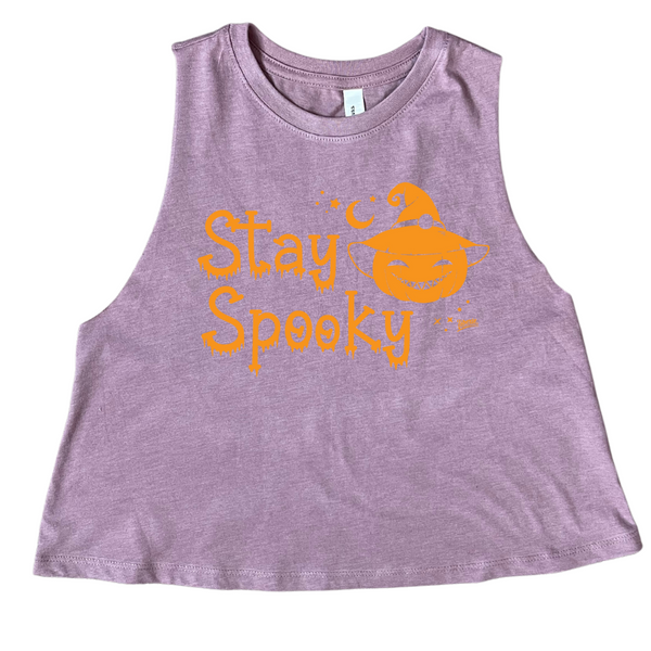 Liberte Lifestyles Stay Spooky Crop Tank for Halloween workout rod training - gym fitness apparel & accessories