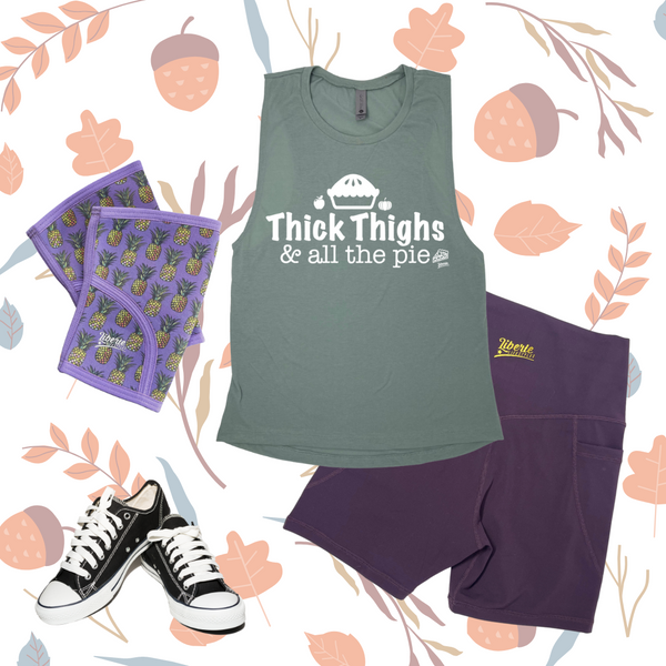 Thick thighs and all the pie - thanksgiving gym tank top - thick thighs save lives top - Gym fitness apparel