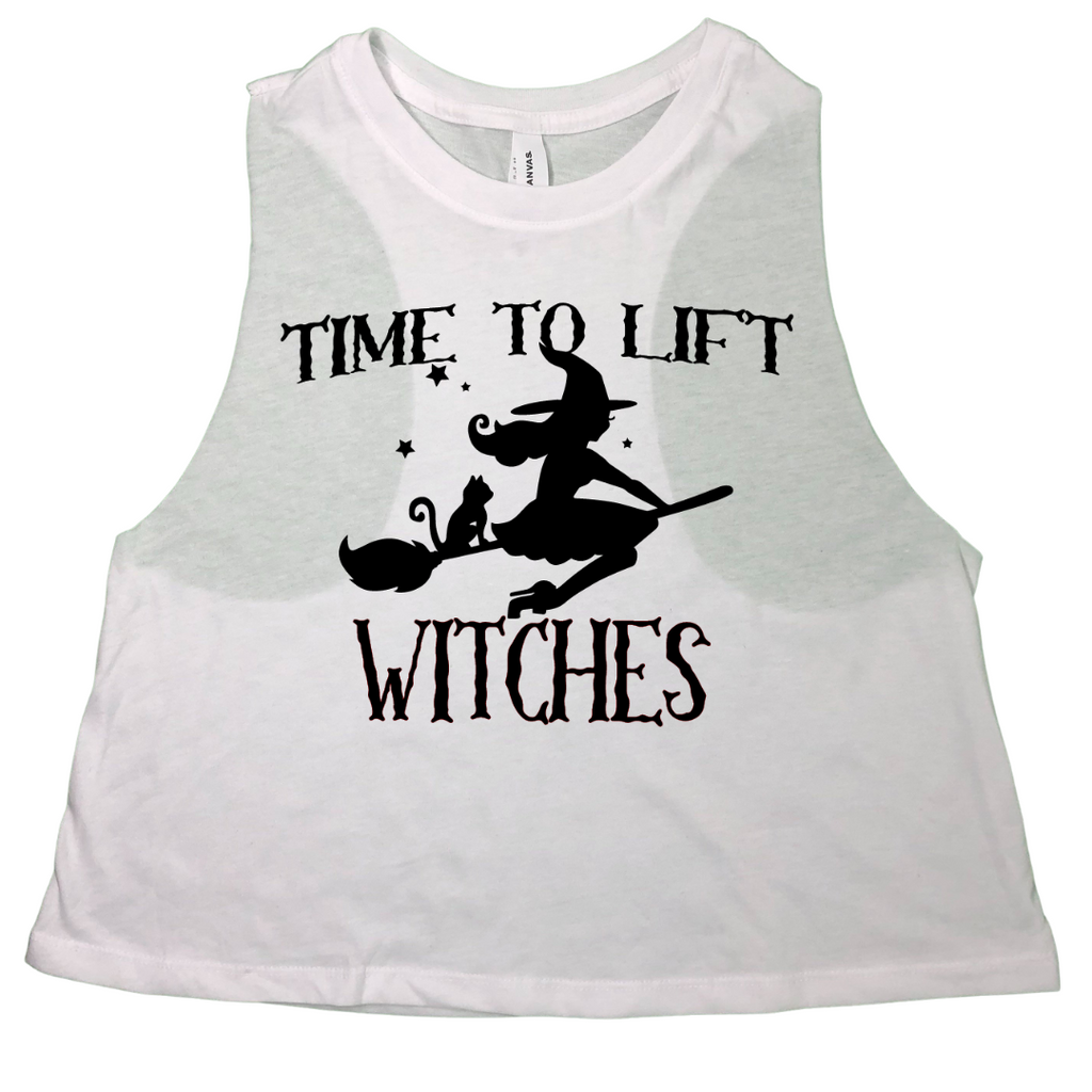 Liberte Lifestyles Halloween Crop Tank Time to Lift Witches Gym Fitness Apparel and Accessories