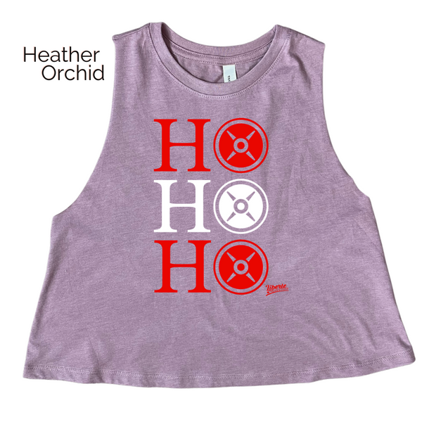 Ho Ho Ho Weight Plate Christmas Crop Tank - Weightlifting christmas tank - Liberte Lifestyles Gym Fitness Apparel & Accessories