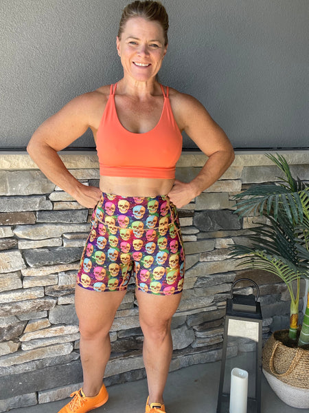 Liberte Lifestyles Fitness Gym Apparel & accessories - halloween workout shorts - frosted donut galaxy skulls