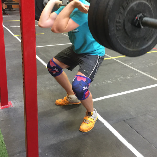 Liberte Lifestyles Knee Sleeves Aloha Floral Wearing Front Squat