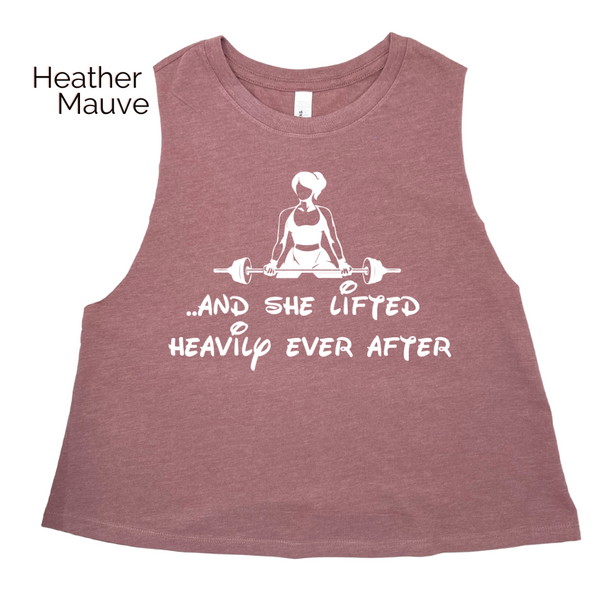 She lifted heavily ever after crop tank - crossfit weightlifting valentines day gym shirt - liberte lifestyles fitness apparel and accessories