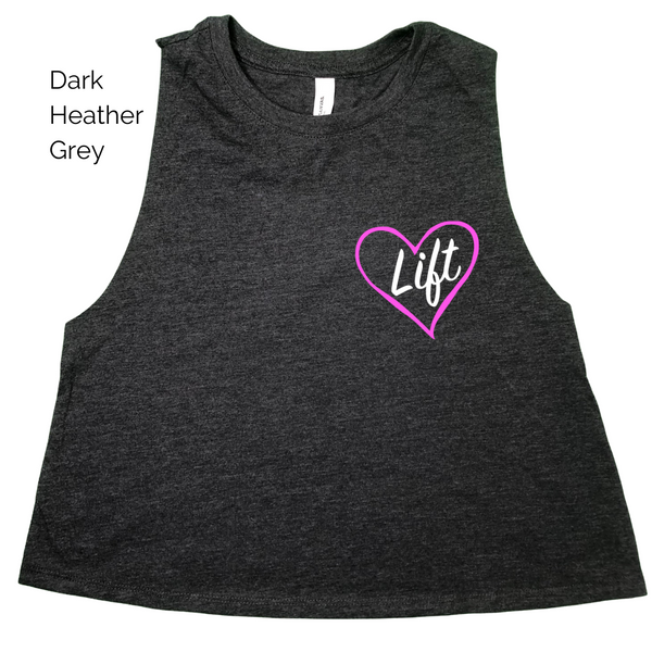 Love to lift crop tank - valentines day gym tank - liberte lifestyles gym fitness apparel 