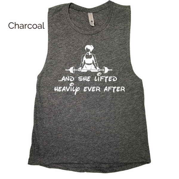 she lifted heavily ever after - lifting muscle tank - liberte lifestyles gym fitness apparel and accessories