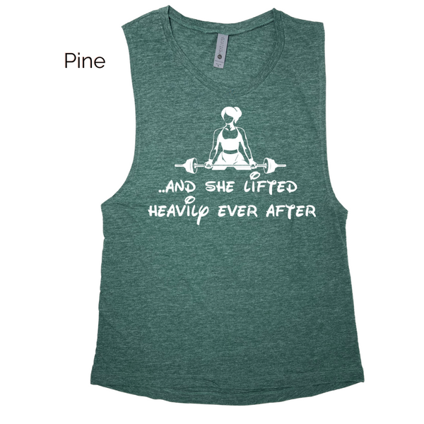 she lifted heavily ever after - lifting muscle tank - liberte lifestyles gym fitness apparel and accessories