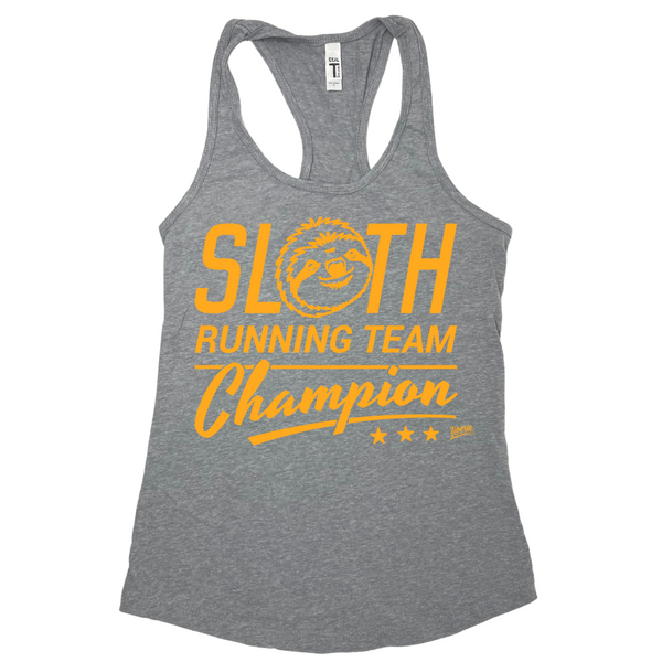 Liberte Lifestyles Gym Running Fitness Apparel and Accessories - Sloth running team champion racerback tank