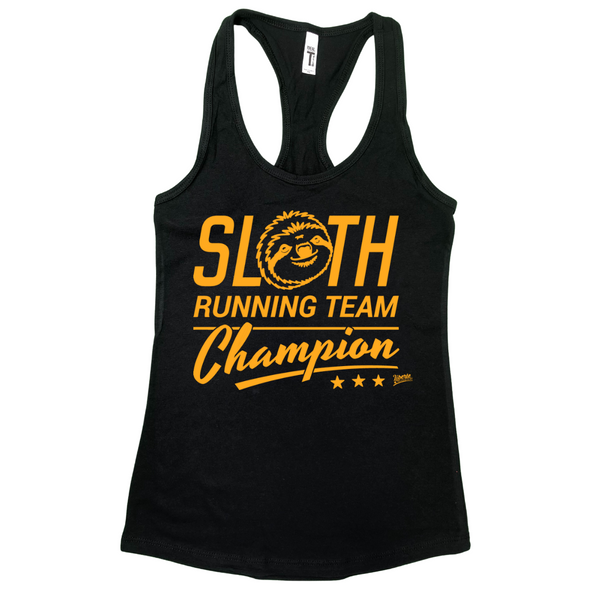 Liberte Lifestyles Gym Running Fitness Apparel and Accessories - Sloth running team champion racerback tank