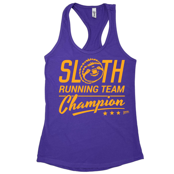 Liberte Lifestyles Gym Running Fitness Apparel and Accessories - Sloth running team champion racerback tank