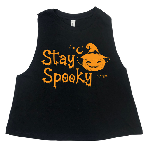 Liberte Lifestyles Stay Spooky Crop Tank for Halloween workout rod training - gym fitness apparel & accessories