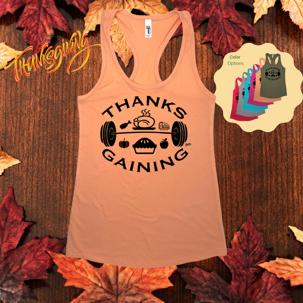 Thankgiving gym top - thanksgaining crossfit tank - Liberte Lifestyles Gym Fitness Apparel & Accessories