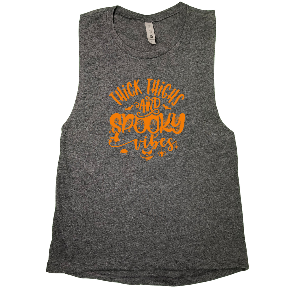 Thick Thighs and Spooky Vibes Muscle Tank