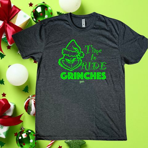 time to ride grinches tee - peloton riding christmas tshirt