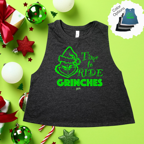 Time to ride grinches christmas crop tank